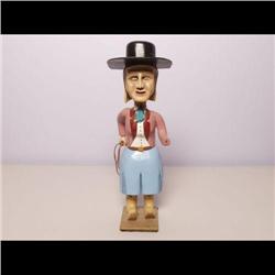Carved Wood Folk Art Cow Girl Figure