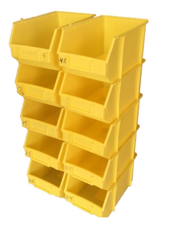 TEN Stacking Yellow Storage Bins 8" x 4.5" x 4"