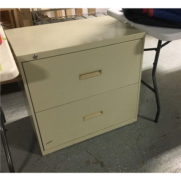 Two Drawer Metal Filing Cabinet 28.5" height, 30" width, 19" depth