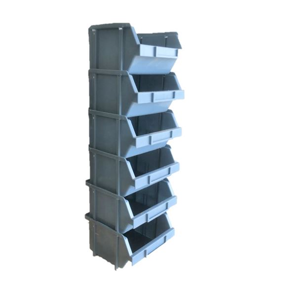 SIX Blue Plastic Storage Bins 5" x 5" x 5"