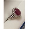 Image 2 : 19K White Gold Burmese Ruby(2.4ct) Diamond(Si, 0.5ct) Ring (~Size 6)(Ring is resizable for $40), Mad