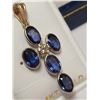 Image 2 : 14K Yellow Gold Ceylon Sapphires(2.5ct) Diamond(i1, 0.12ct) Cross Pendant, Custom Designed in Canada