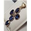 Image 4 : 14K Yellow Gold Ceylon Sapphires(2.5ct) Diamond(i1, 0.12ct) Cross Pendant, Custom Designed in Canada