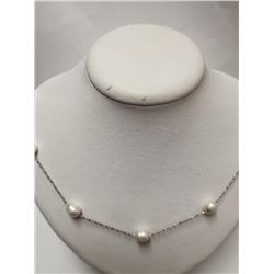 Silver Freshwater Pearl Necklace (~length 18inches), Suggested Retail Value $100
