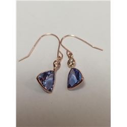 14K Yellow Gold Tanzanite(1.9ct) Diamond(I1, 0.2ct) Earrings, Custom Designed in Canada, Insurance V