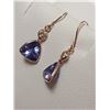 Image 3 : 14K Yellow Gold Tanzanite(1.9ct) Diamond(I1, 0.2ct) Earrings, Custom Designed in Canada, Insurance V