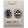 Image 1 : 14K White Gold Tanzanite(2ct) 24 Diamonds(I1, 0.32ct) Earrings, Made in Canada, Insurance Value $560