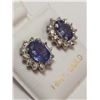Image 2 : 14K White Gold Tanzanite(2ct) 24 Diamonds(I1, 0.32ct) Earrings, Made in Canada, Insurance Value $560