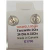 Image 4 : 14K White Gold Tanzanite(2ct) 24 Diamonds(I1, 0.32ct) Earrings, Made in Canada, Insurance Value $560