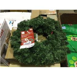 Home Accents Holiday 24" Battery Operated Pine LED Pre-Lit Wreath w/ Timer