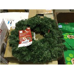 Home Accents Holiday 24" Battery Operated Pine LED Pre-Lit Wreath w/ Timer