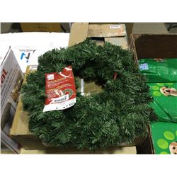 Home Accents Holiday 24" Battery Operated Pine LED Pre-Lit Wreath w/ Timer