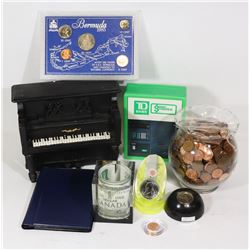 LOT WITH LARGE JAR OLD PENNIES