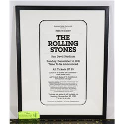 ROLLING STONE CUSTOM FRAMED CONCERT POSTER - 1981