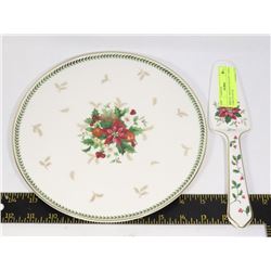 MIKASA "HOLIDAY DELIGHT" CHINA CAKE PLATE &