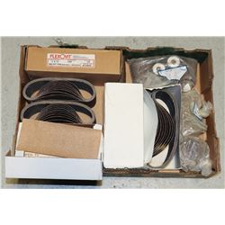 BOX WITH SANDING SHEETS AND BELT SANDER ROLLS