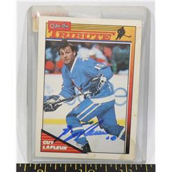 GUY LAFLEUR SIGNED QUEBEC NORDIQUES 90-91 OPC CARD