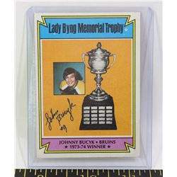 JOHN BUCYK AUTOGRAPHED BOSTON BRUINS 1974 CARD