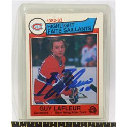 GUY LAFLEUR AUTOGRAPHED MONTREAL CANADIENS CARD