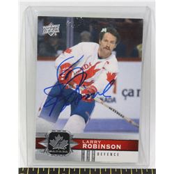 LARRY ROBINSON SIGNED TEAM CANADA CUP CARD