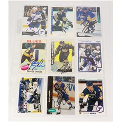 9 AUTOGRAPHED ST LOUIS BLUES CARD LOT