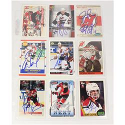 9 AUTOGRAPHED NEW JERSEY DEVILS CARD LOT