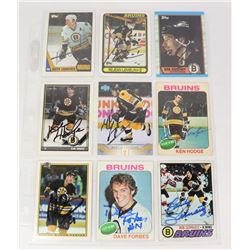 9 AUTOGRAPHED BOSTON BRUINS HOCKEY CARD LOT
