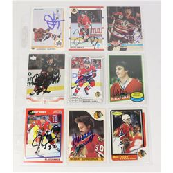 9 AUTOGRAPHED CHICAGO BLACKHAWKS HOCKEY CARD LOT