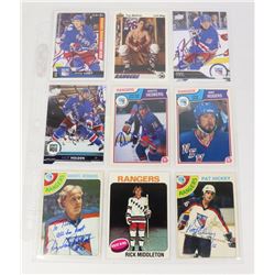 9 AUTOGRAPHED NEW YORK RANGERS HOCKEY CARDS