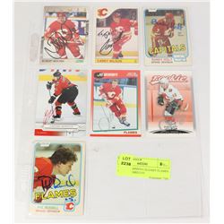 7 AUTOGRAPHED CALGARY FLAMES HOCKEY CARD LOT