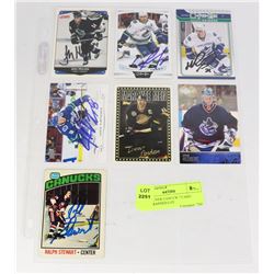 VANCOUVER CANUCK 7 CARD AUTOGRAPHED LOT