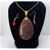 Image 1 : 9)  TEAR DROP  RED & BLACK AGATE 2.75"