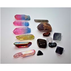 10)  LOT OF 15 QUARTZ CRYSTAL RAINBOW
