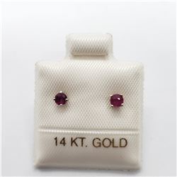 14K WHITE GOLD GENUINE RUBY  EARRINGS