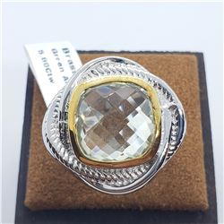 BRASS GREEN AMETHYST(5.8CT)  RING (~SIZE 7.75)