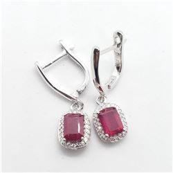 SILVER RUBY(2CT)  EARRINGS