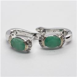 SILVER EMERALD(1.8CT)  EARRINGS