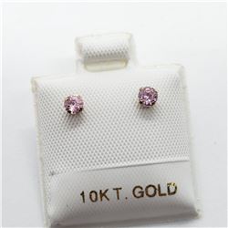 10K YELLOW GOLD PINK CZ  EARRINGS