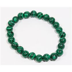 #175-NATURAL MALACHITE BEAD BRACELET 8mm/7.5"