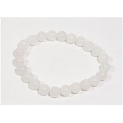 #179-NATURAL SELENITE BEAD BRACELET 8mm/7.5"