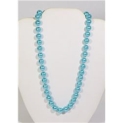 #4-SKY BLUE SEA SHELL PEARL NECKLACE 10mm/15"