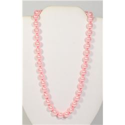 #8-PINK SEA SHELL PEARL NECKLACE 10mm/15"