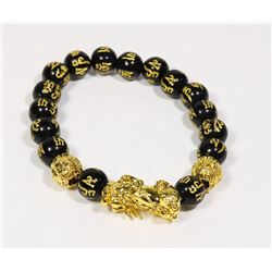 #198-BLACK OBSIDIAN PI XIU BRACELET 10mm/8"