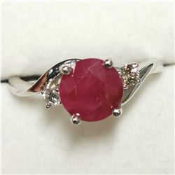 10K WHITE GOLD BERMESS RUBY(2.25CT) DIAMOND(0.1CT)