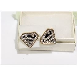 NEW WOMAN'S RHINESTONE SUPERMAN EARRINGS
