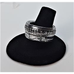 2)  SILVER TONE RING MADE FROM A 1/2