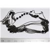 Image 1 : VINTAGE WOMAN'S MULTISTRING BLACK BEAD NECKLACE