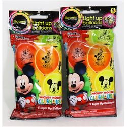 TWO 5 PACKS OF LED LIGHT UP MICKEY MOUSE BALLOONS