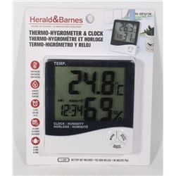 NEW THERMO- HYGROMETER & CLOCK