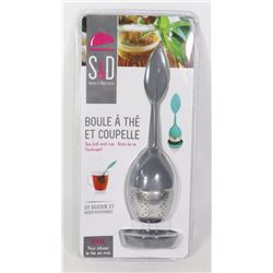 NEW TEA BALL WITH SAUCER FOR STEEPING LOOSE TEA